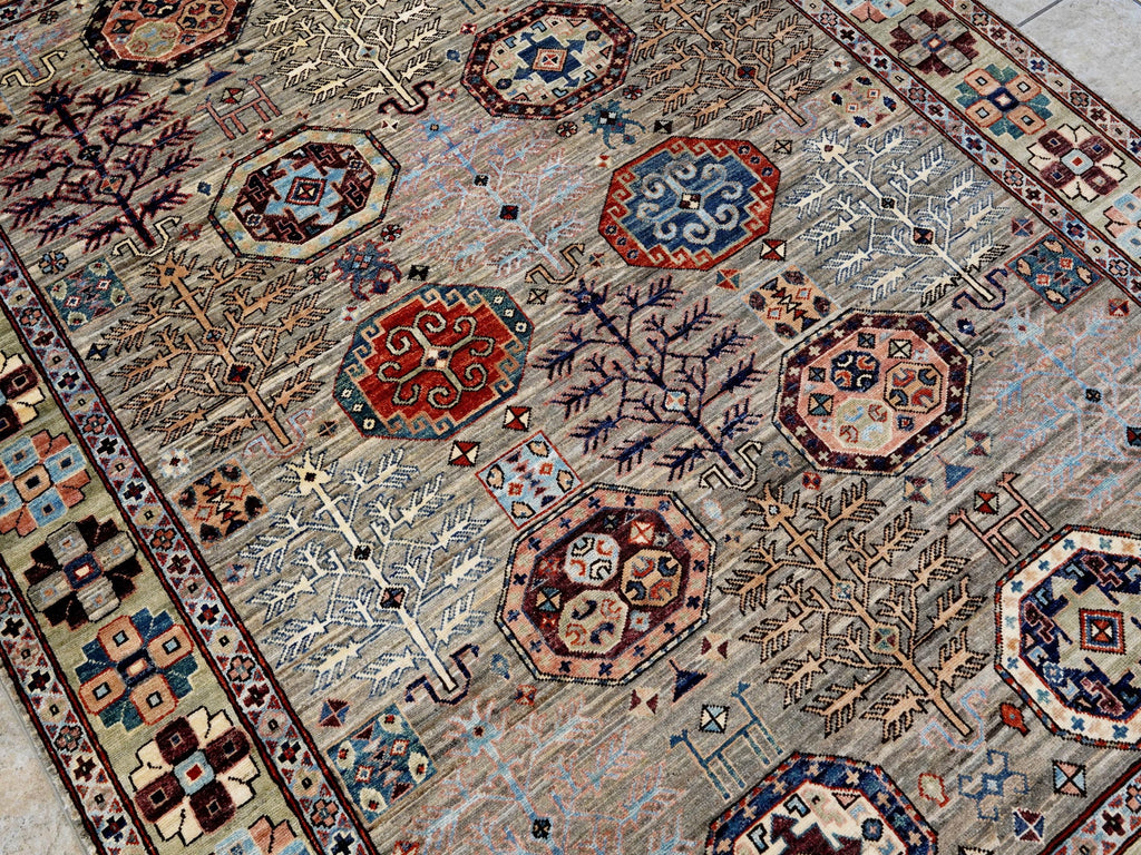 6x8 Ft Light Brown Heriz Rug - Hand Knotted Oriental Area Rug