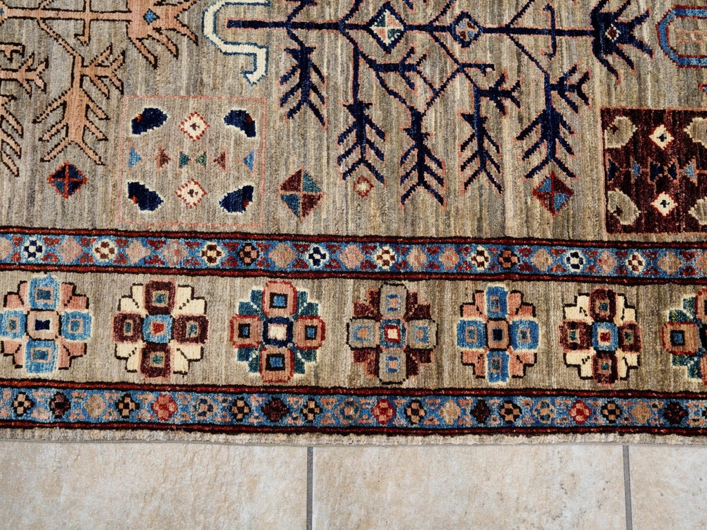 5x7 Ft Brown Heriz Rug - Hand Knotted Oriental Wool Rug