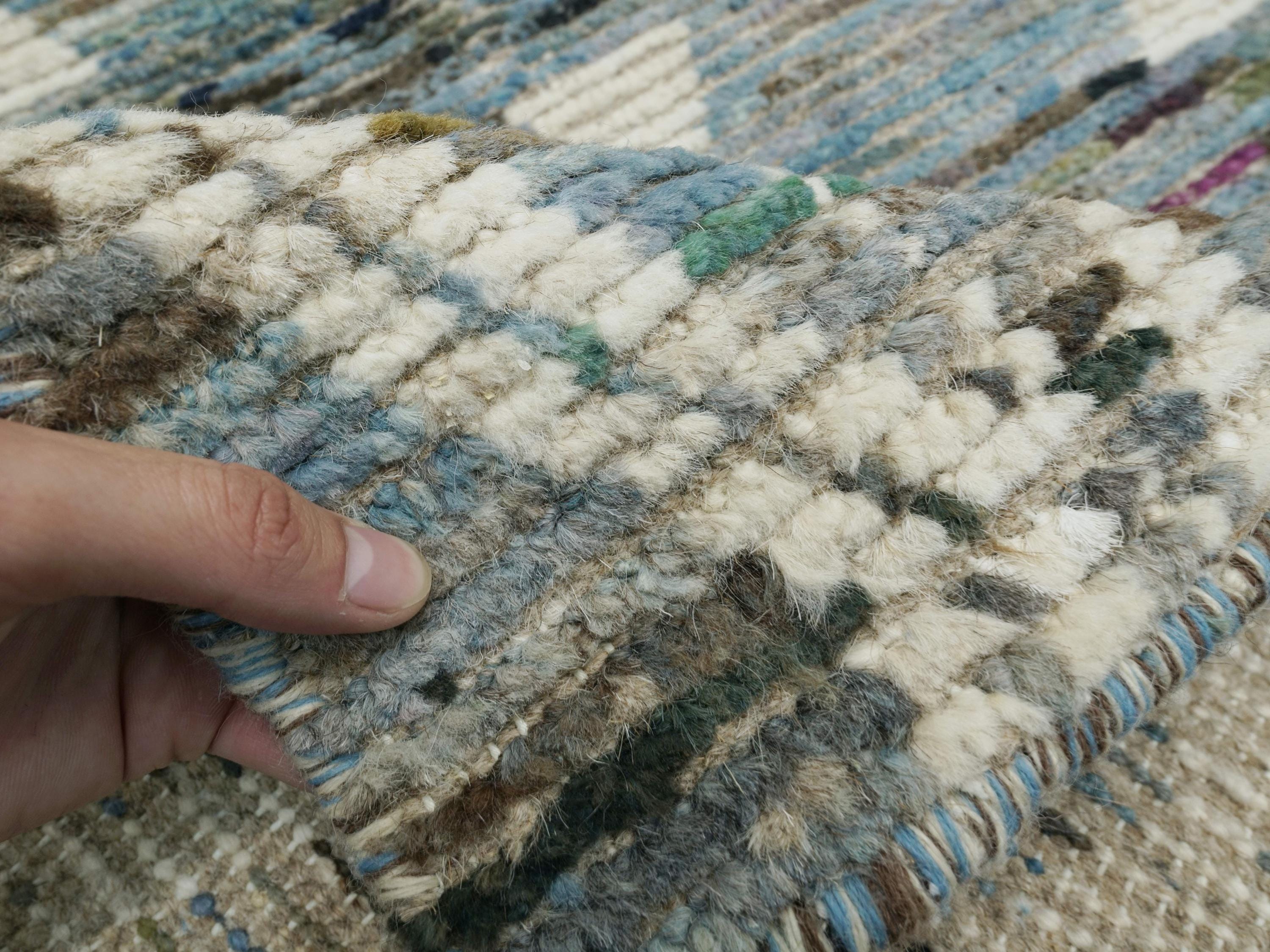 3x5 Ft Blue Moroccan Rug - Hand Knotted Area Rug