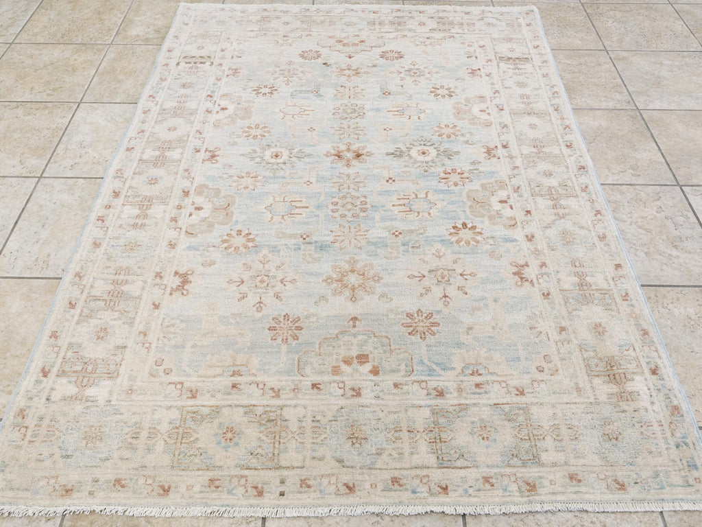 4x6 Ft Light Blue Serapi Rug - Afghan Handmade Oriental Rug