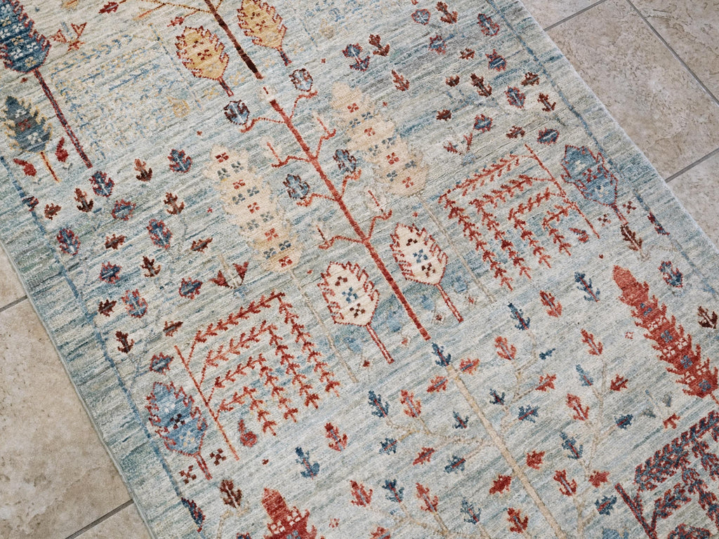 3x5 Ft Light Blue Serapi Rug - Oriental Wool Rug - Traditional Persian Design