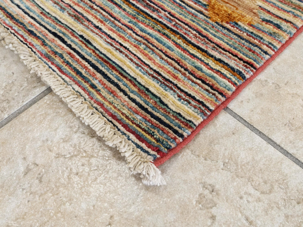 7x10 Ft Hand Knotted Gabbeh Rug - Colorful Area Rug