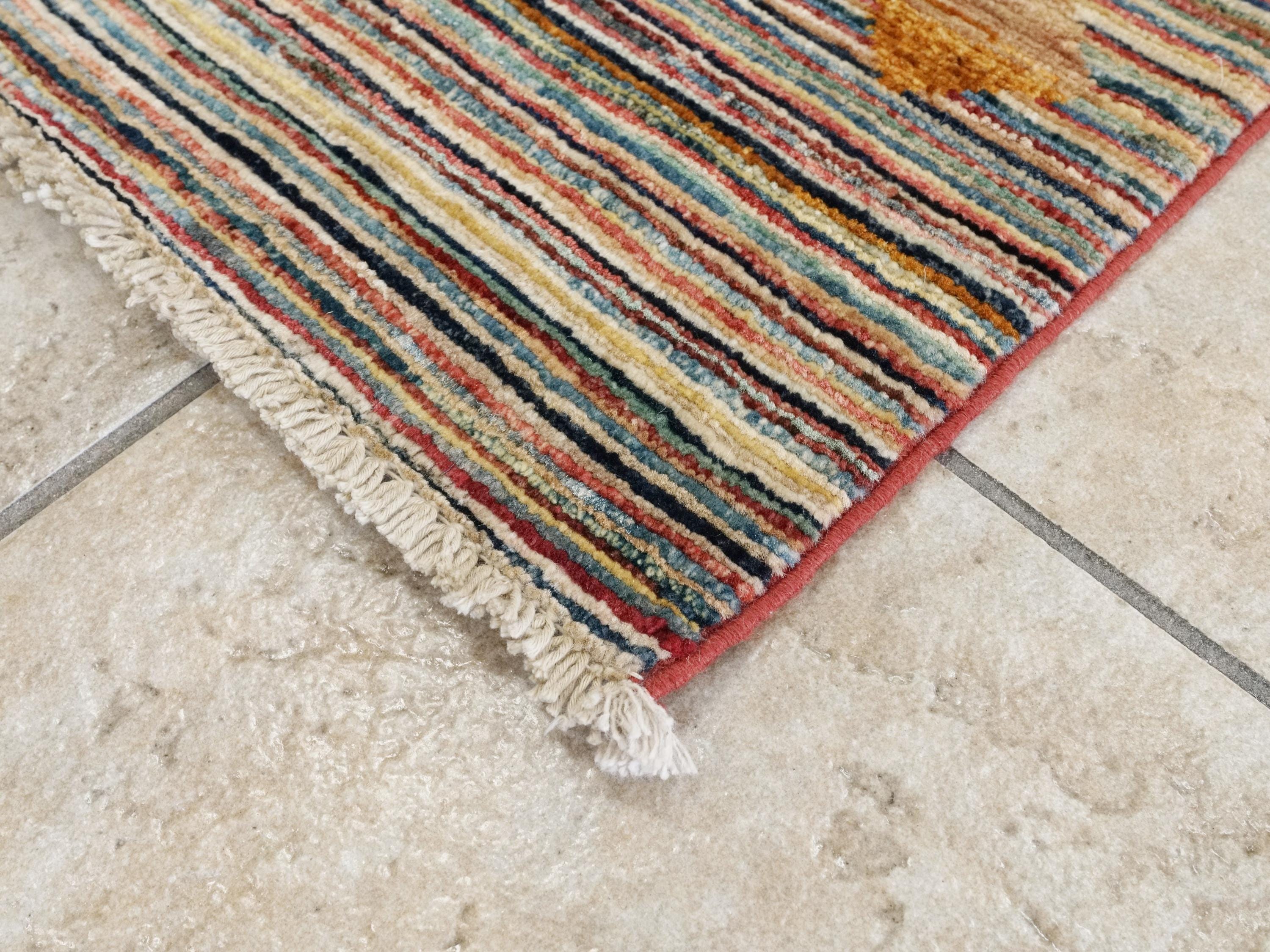 7x10 Ft Hand Knotted Gabbeh Rug - Colorful Area Rug