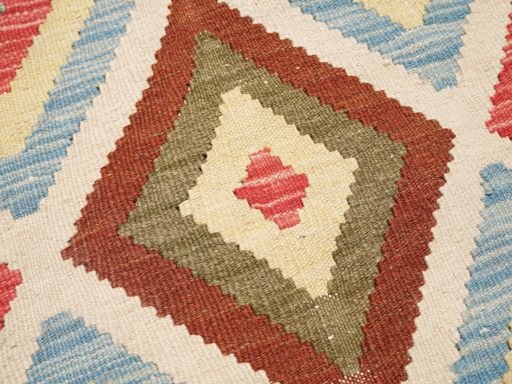 4x6 Ft Wool Kilim Rug - Colorful Flat Weave Tribal Rug
