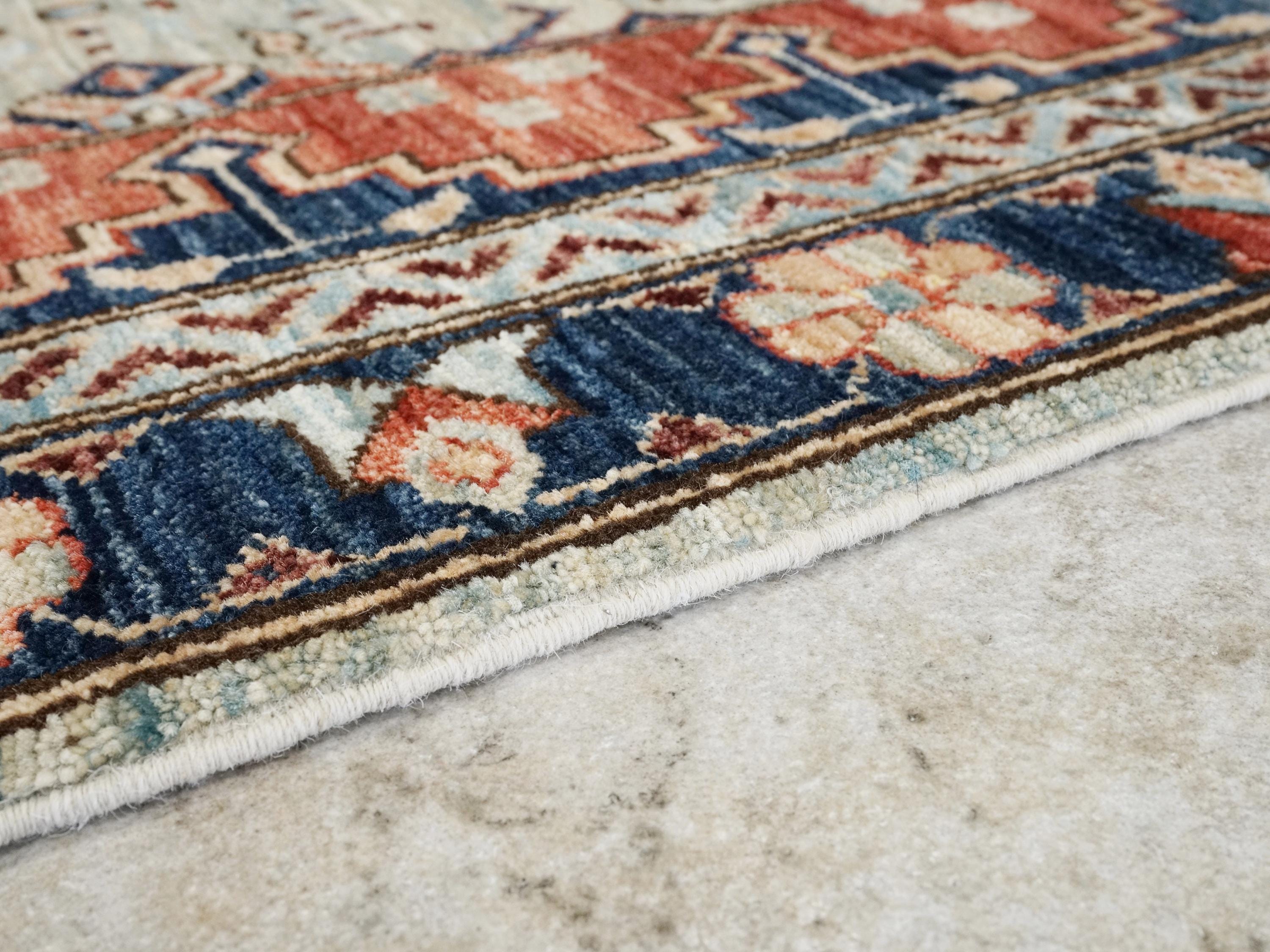 5x7 Ft Light Green Heriz Rug - Hand Knotted Oriental Wool Rug
