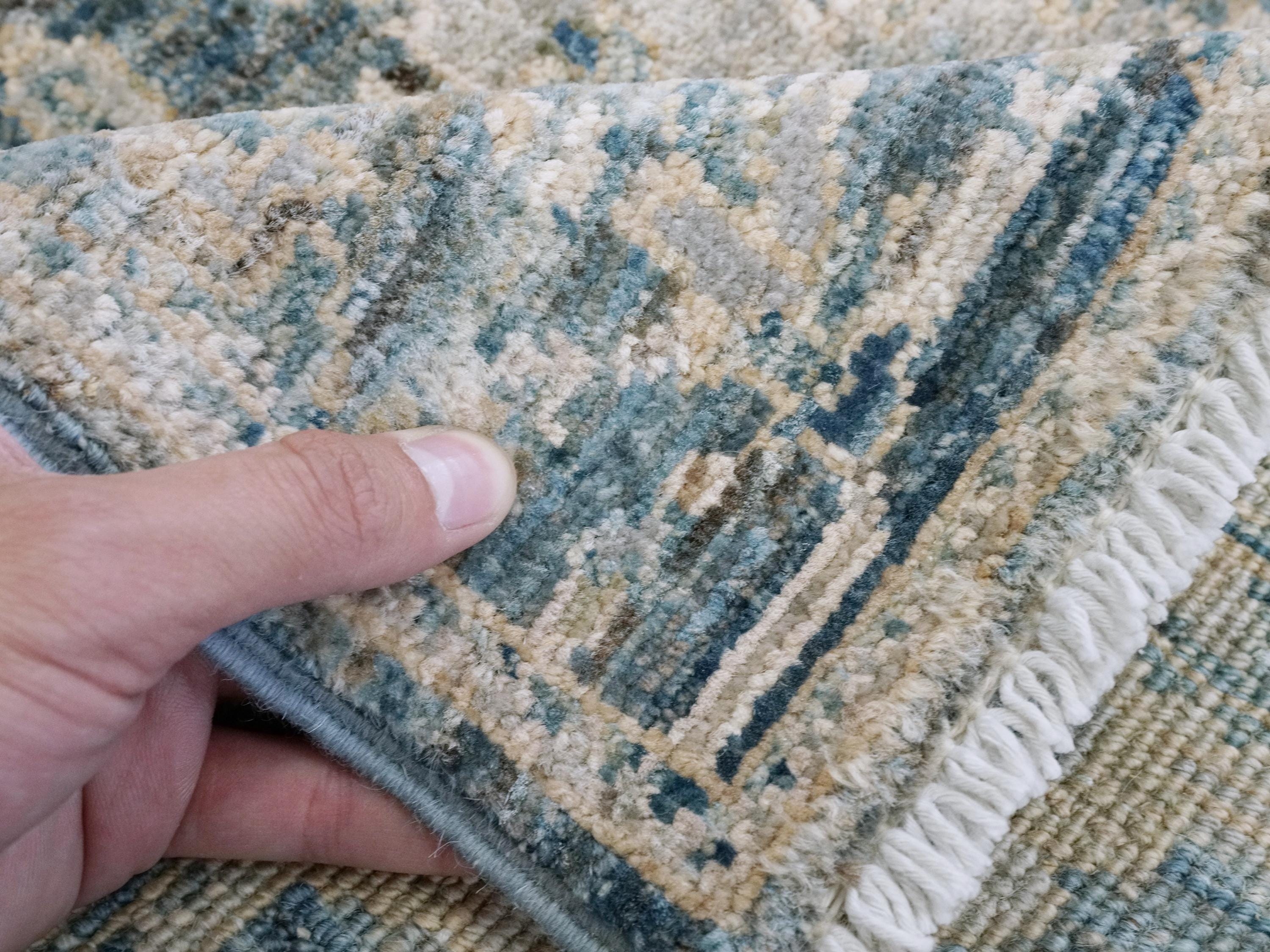 3x5 Ft Blue & Green Serapi Rug - Oriental Wool Rug - Floral Design
