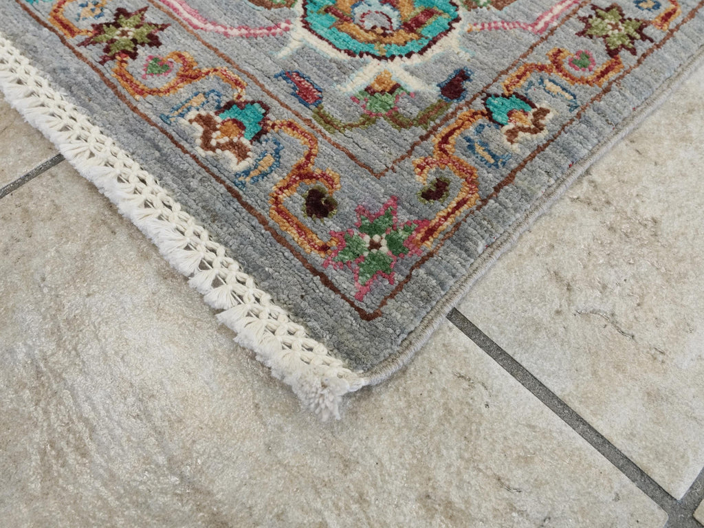 6x8 Ft Gray Wool Serapi Rug - Hand Knotted Floral Oriental Area Rug