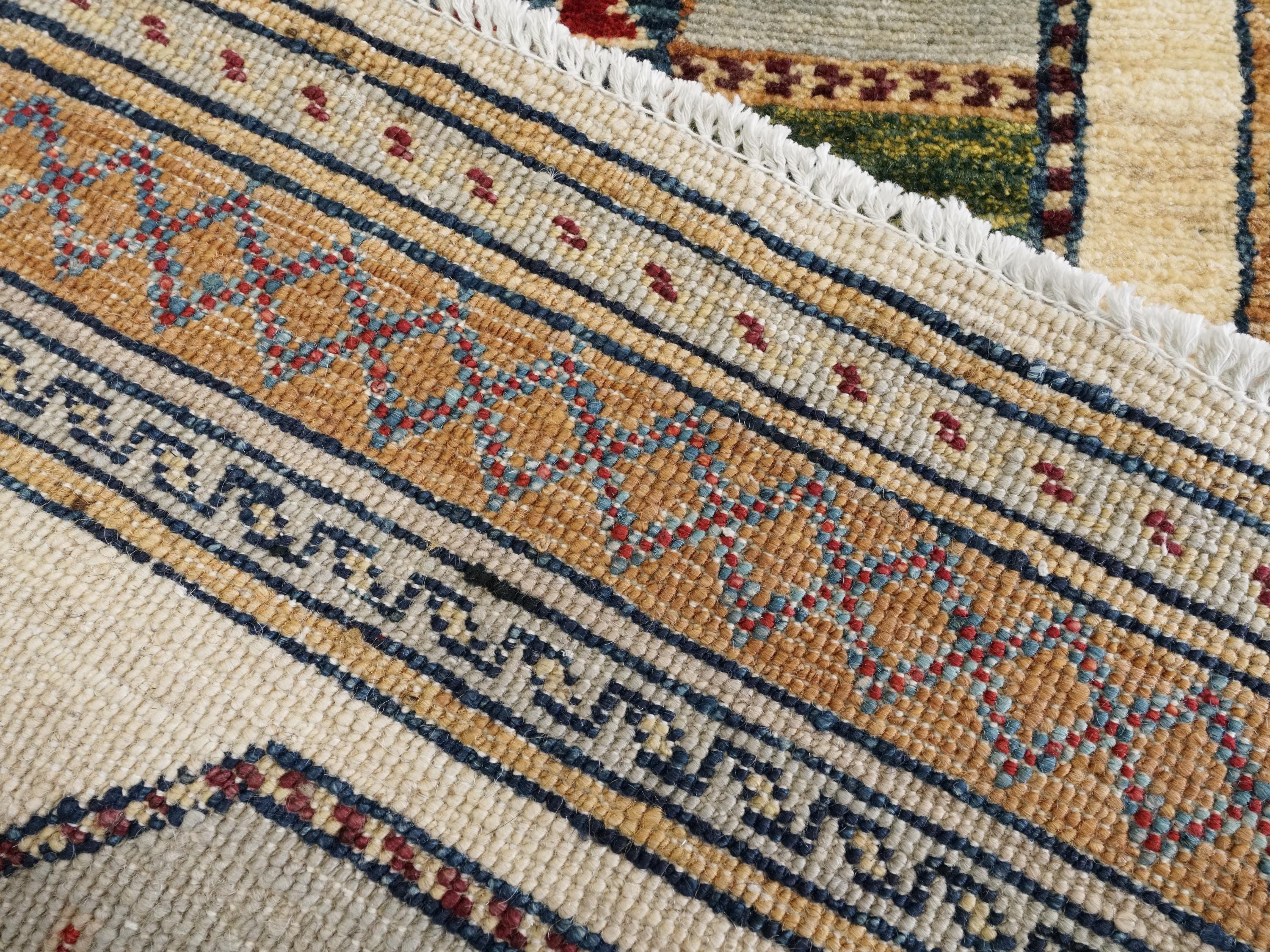 2x3 Ft Handmade Afghan Ersari Wool Rug - Beige Oriental Accent Rug