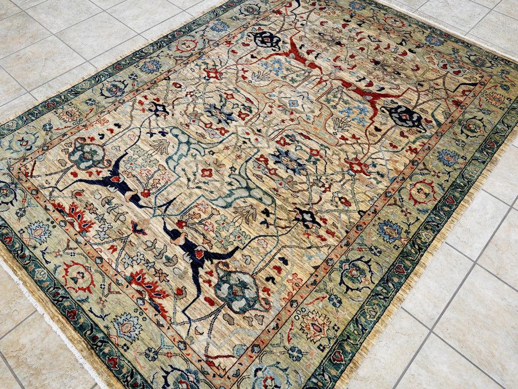 6x8 Ft Light Brown Bidjar Rug - Hand Knotted Oriental Area Rug
