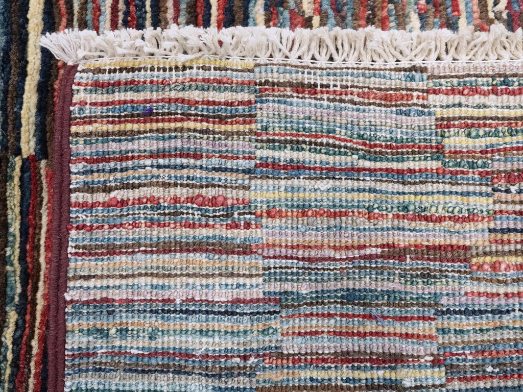 6x9 Ft Gabbeh Rug - Afghan Wool Area Rug - Colorful Striped Design