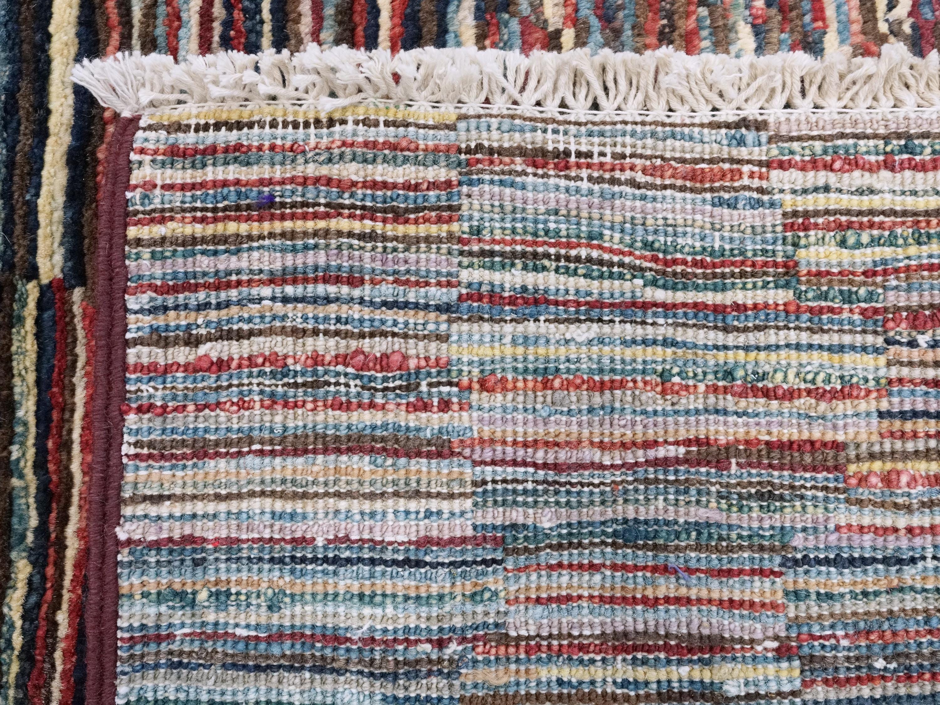 6x9 Ft Gabbeh Rug - Afghan Wool Area Rug - Colorful Striped Design