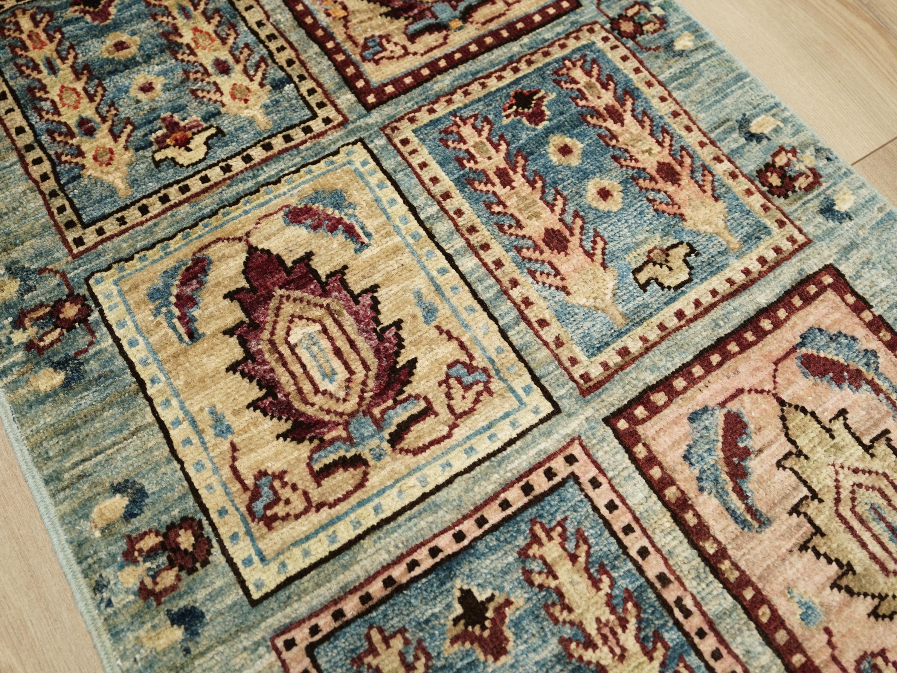 2x3 Ft Blue Heriz Rug - Handmade Afghan Rug - Garden Design