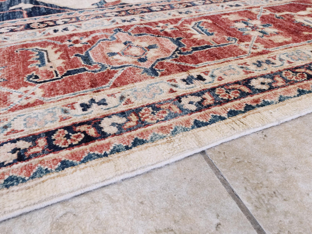 12 x 15 FT Hand Knotted Beige Wool Serapi Rug - Afghan Oriental Area Rug