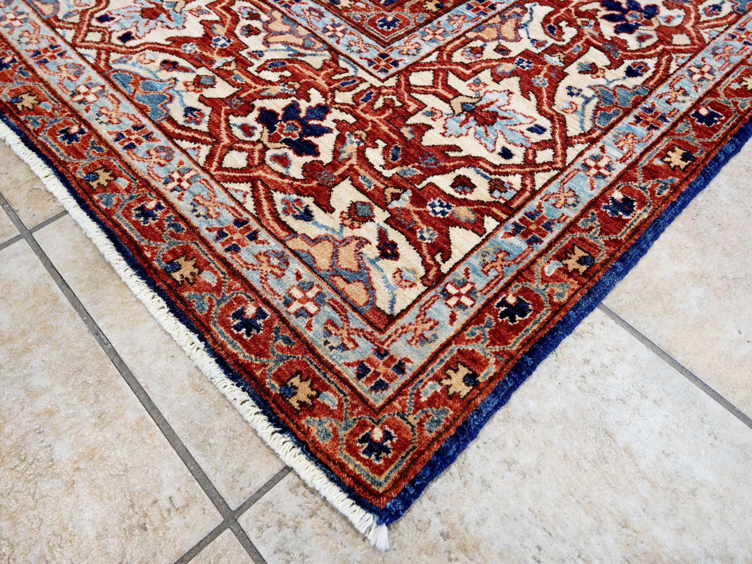 8x10 Ft Blue Bidjar Rug - Traditional Hand Knotted Rug - Persian Floral Design