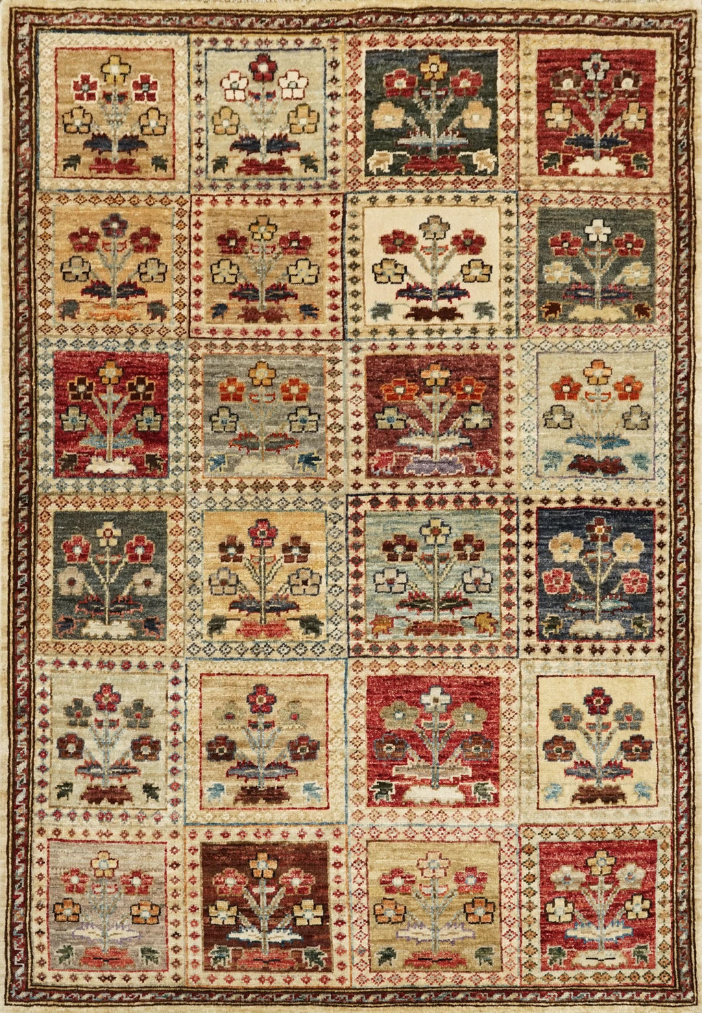 3x5 Ft Beige Heriz Rug - Afghan Wool Rug - Garden Design