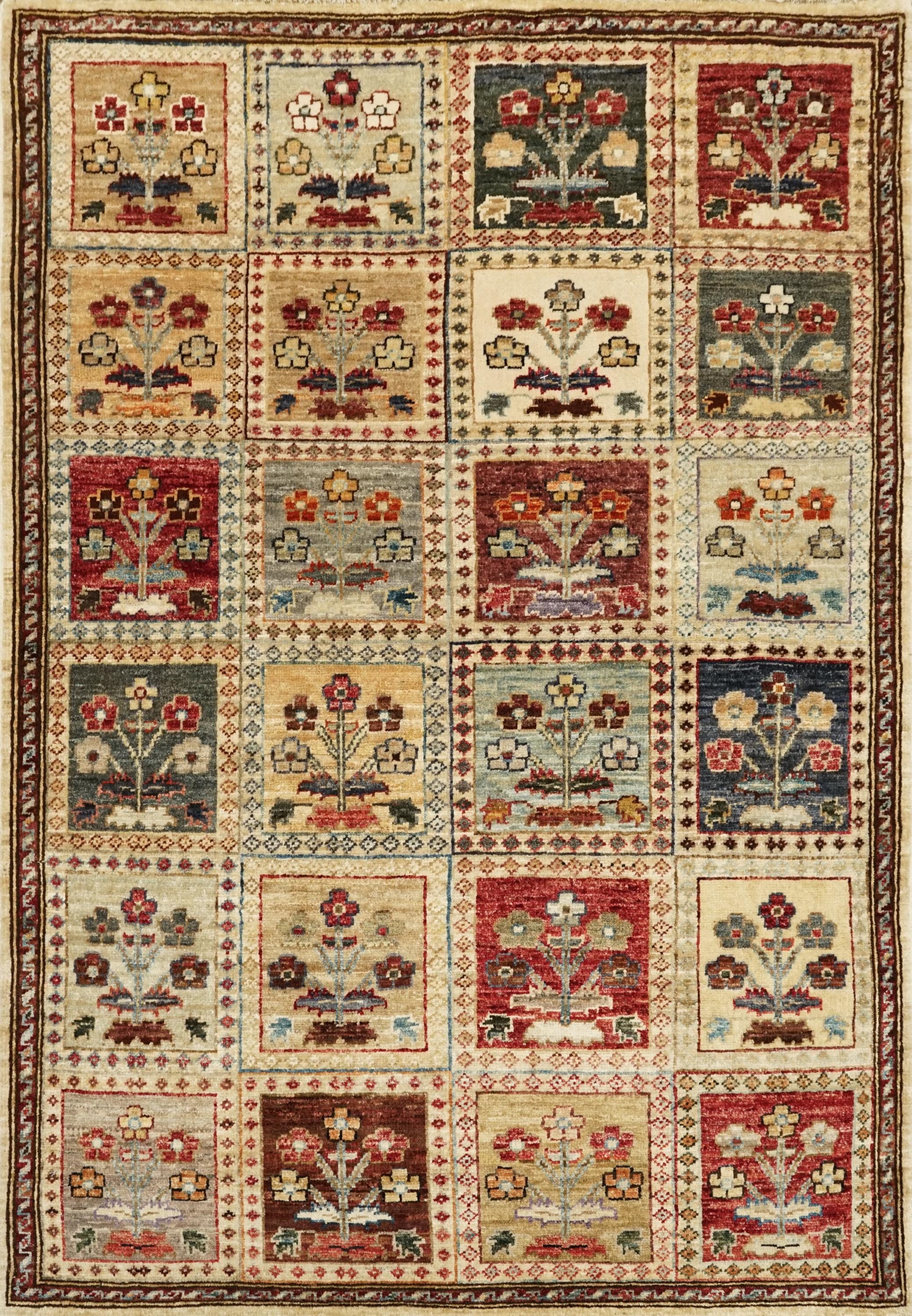 3x5 Ft Beige Heriz Rug - Afghan Wool Rug - Garden Design