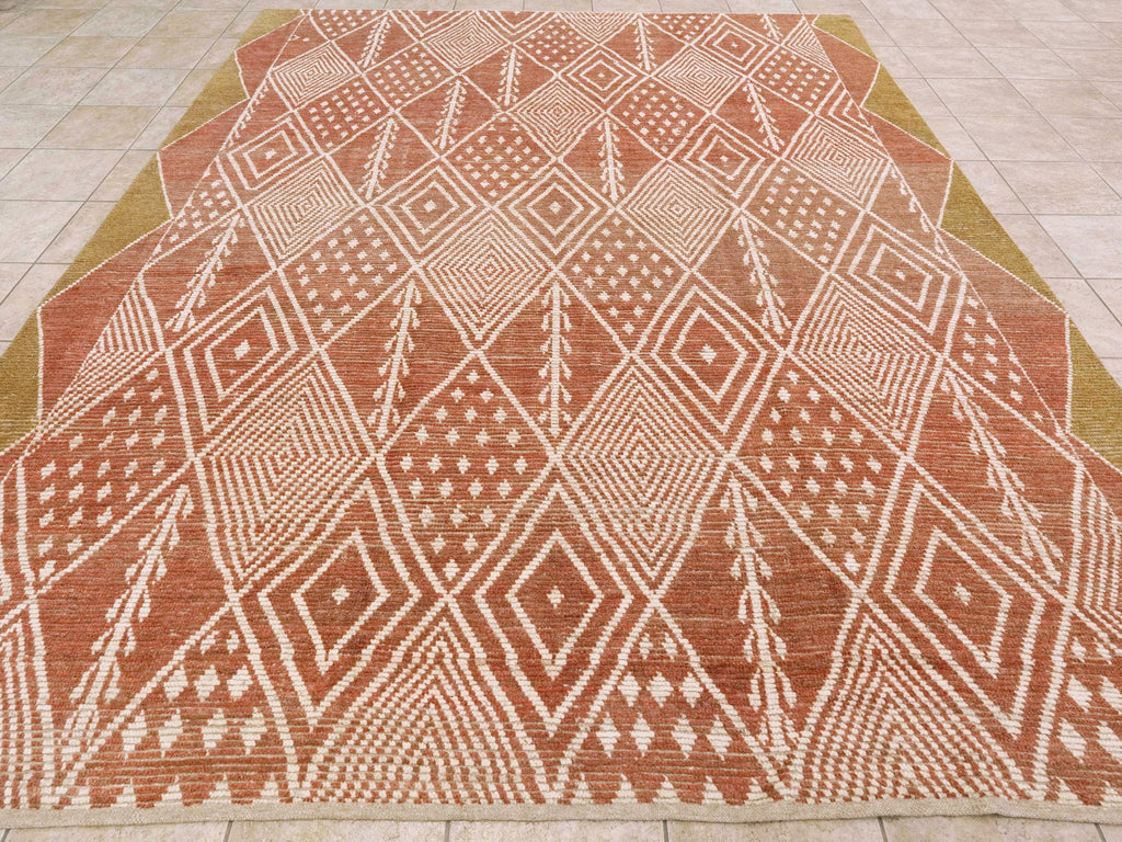 9x12 Ft Hand Knotted Red Moroccan Rug - Wool Area Rug