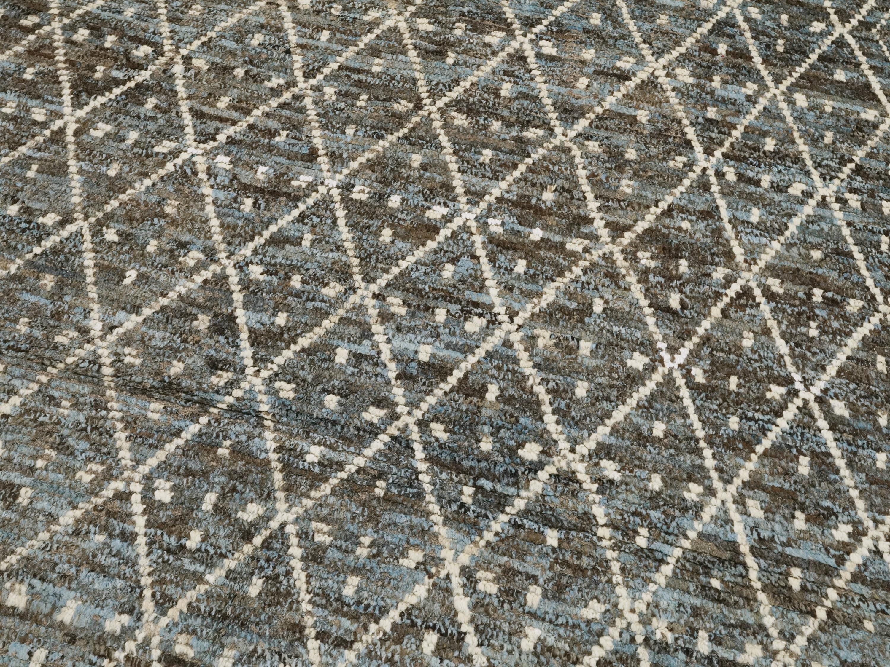 6x9 Ft Blue Moroccan Rug - Afghan Handmade Area Rug