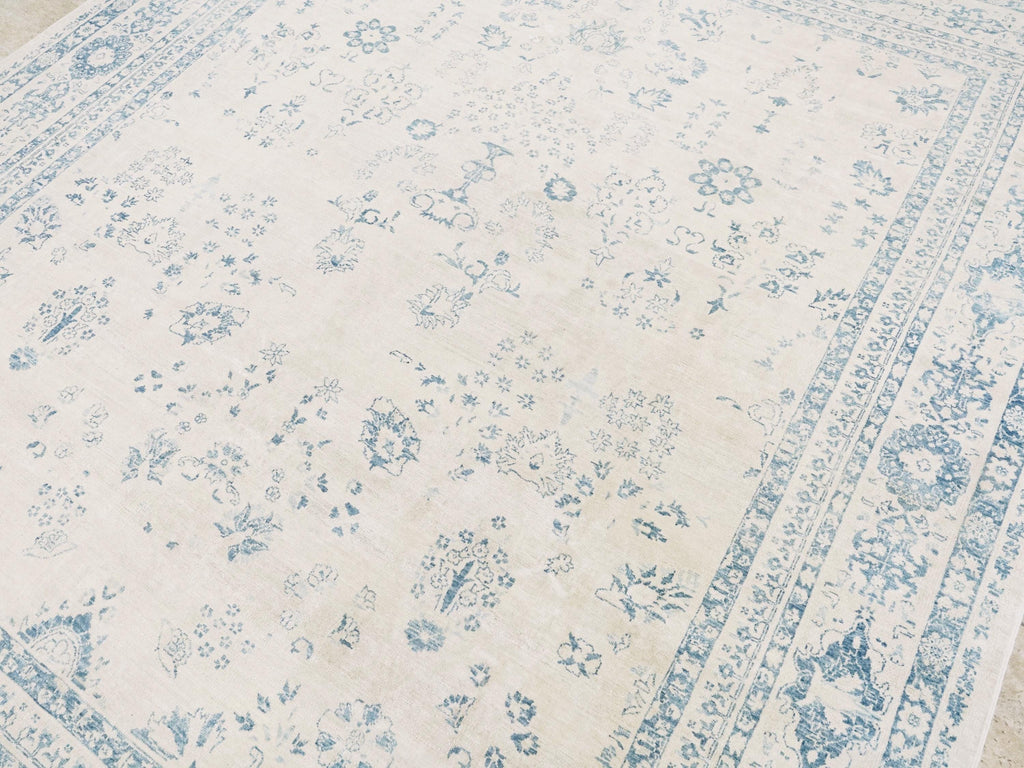 8x10 Ft Vintage Blue Serapi Rug - Hand Knotted Afghan Rug