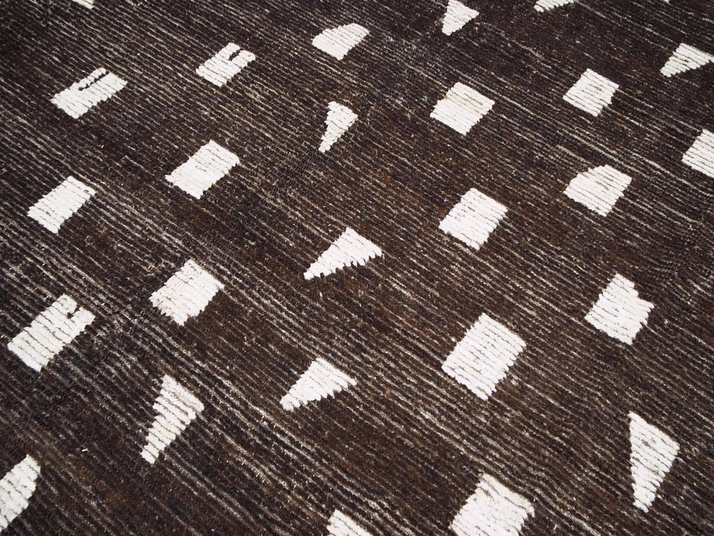 9x12 Ft Dark Brown Moroccan Rug - Hand Knotted Afghan Area Rug
