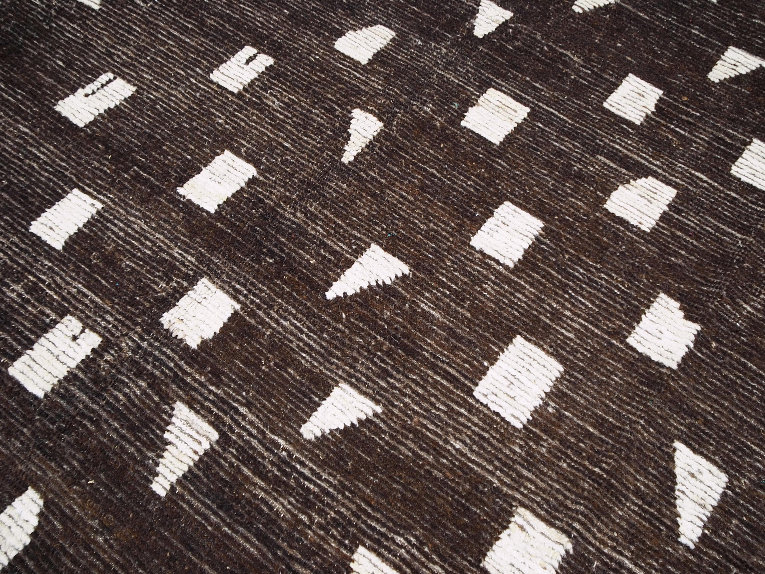 9x12 Ft Dark Brown Moroccan Rug - Hand Knotted Afghan Area Rug