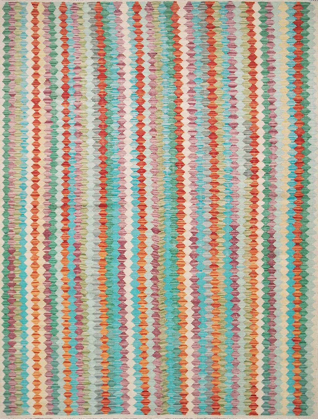6x8 Ft Maimana Kilim Rug - Colorful Afghan Flat Weave
