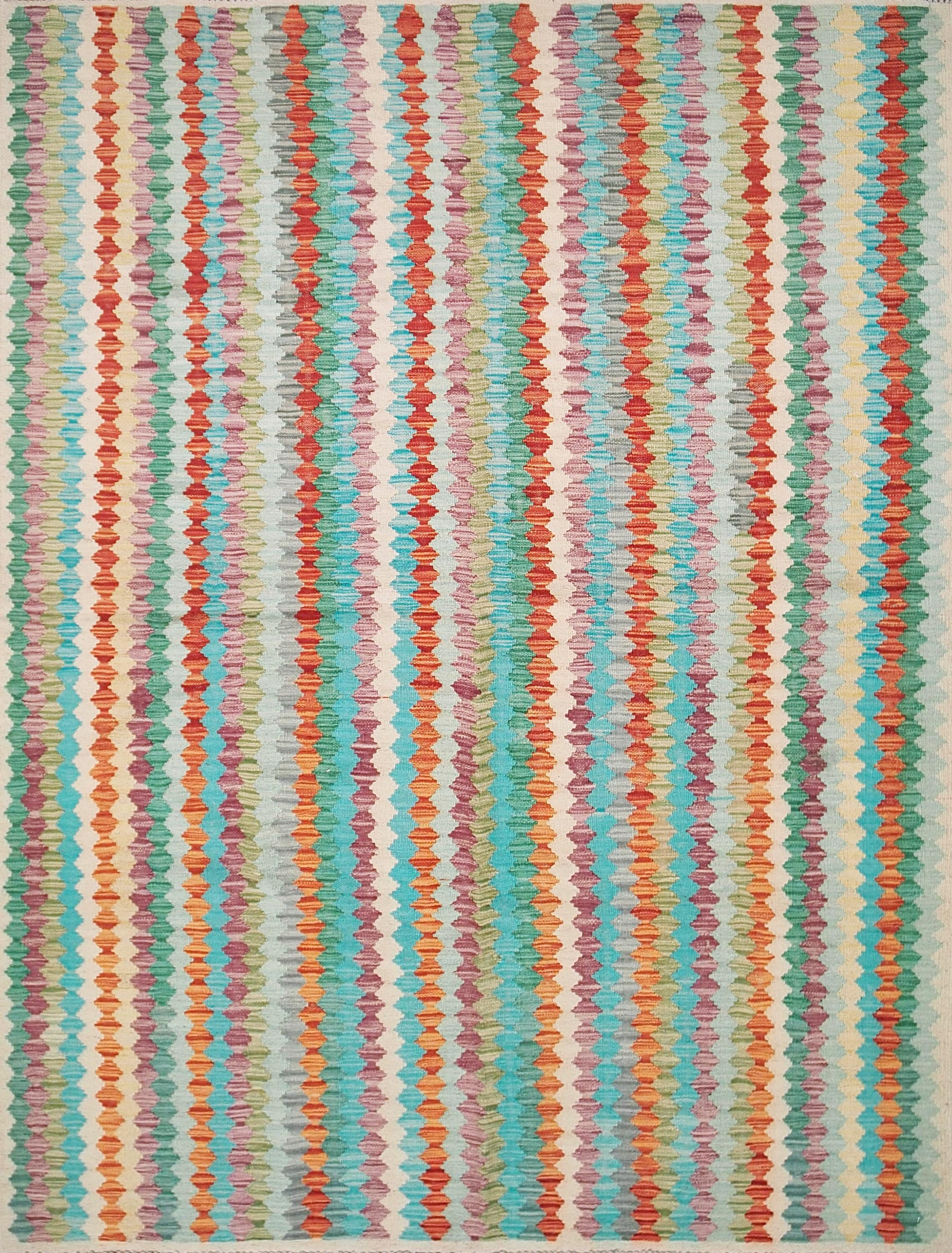 6x8 Ft Maimana Kilim Rug - Colorful Afghan Flat Weave