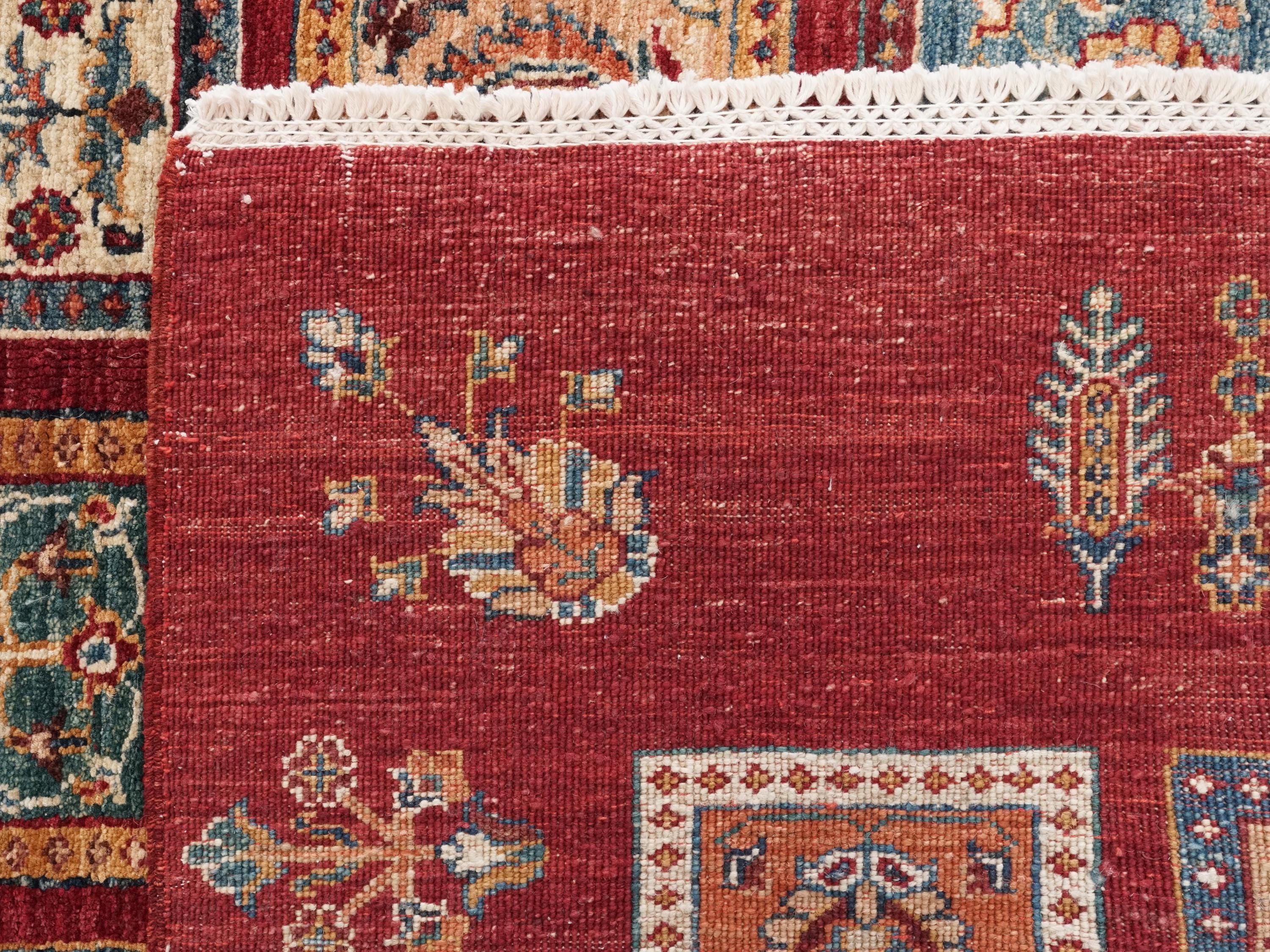 6x8 Ft Red Gabbeh Rug - Hand Knotted Oriental Rug - Garden Design
