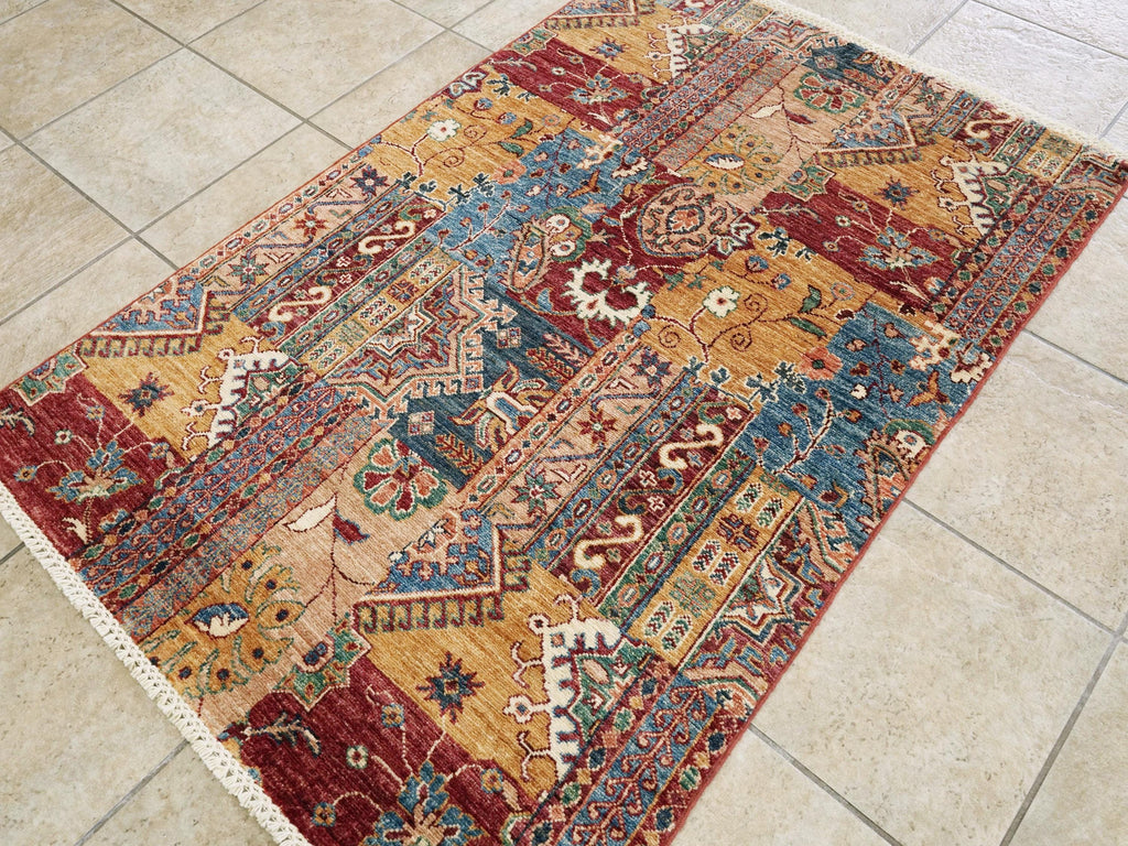 3x5 Ft Hand Knotted Red Gabbeh Rug - Wool Oriental Rug