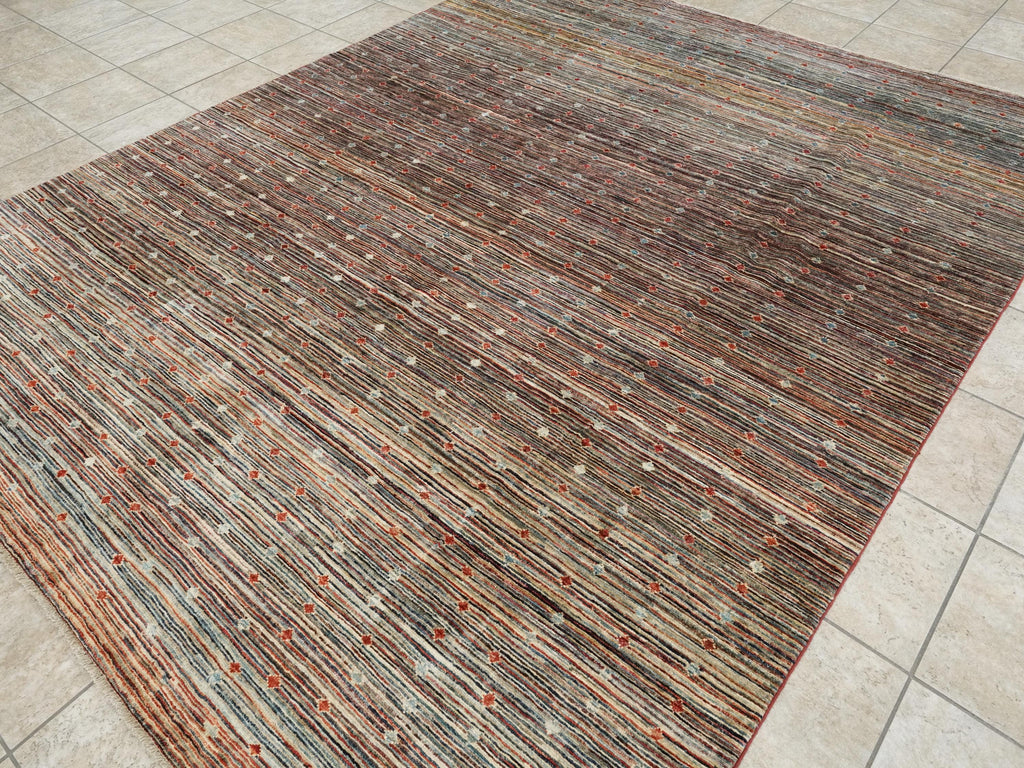 8x10 FT Colorful Gabbeh Wool Rug - Hand Knotted Afghan Rug