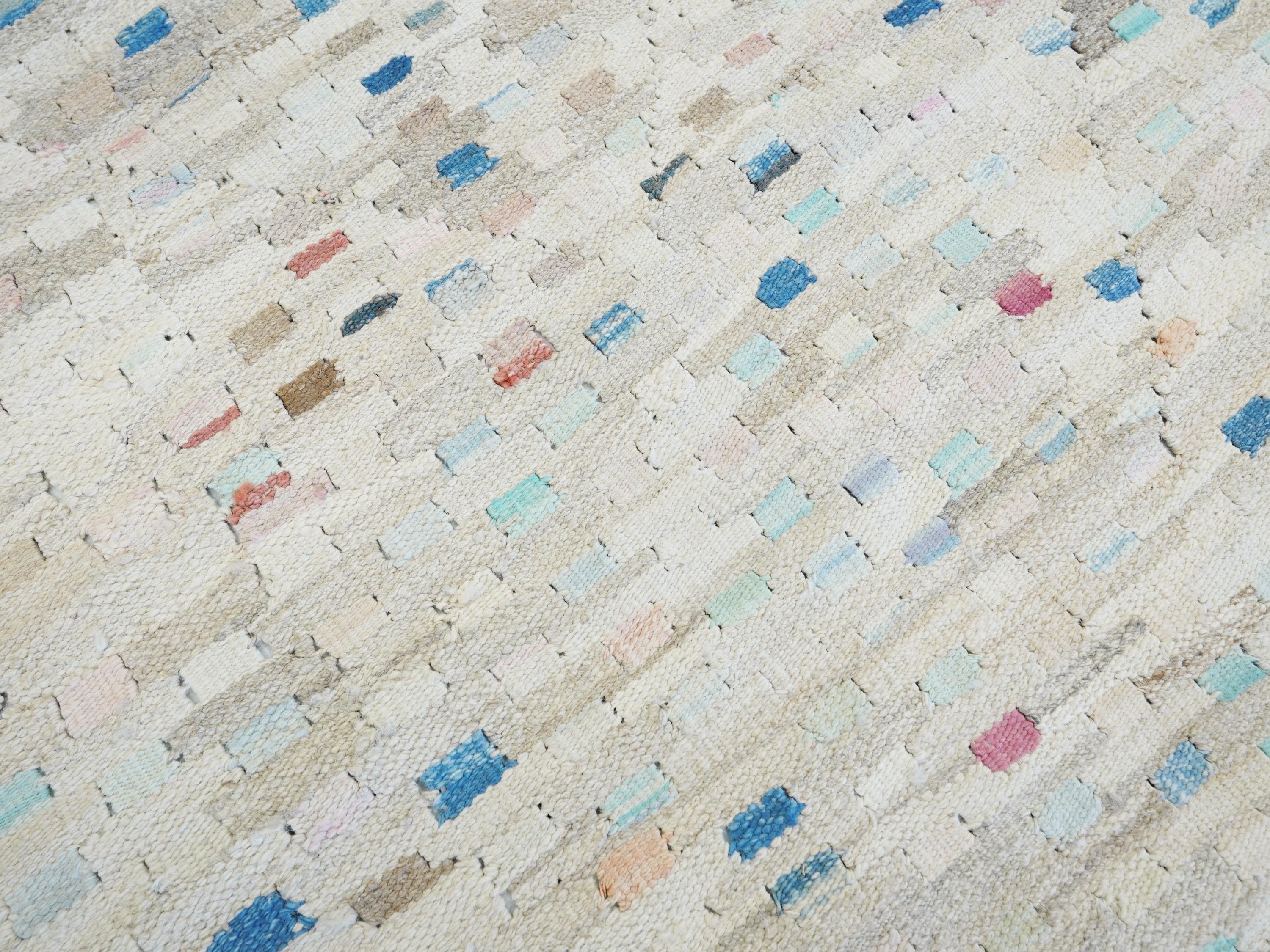 8x10 Ft Beige Kilim Rug - Flat Weave Area Rug - Modern Design