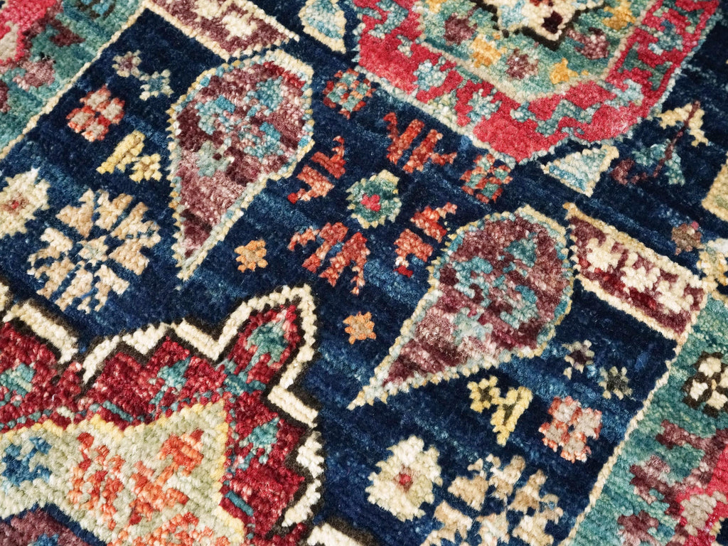 2x3 Ft Hand Knotted Dark Blue Mamluk Rug - Oriental Accent Rug