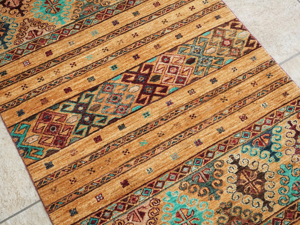 3x4 Ft Yellow Khorjin Rug - Hand Knotted Wool Oriental Rug