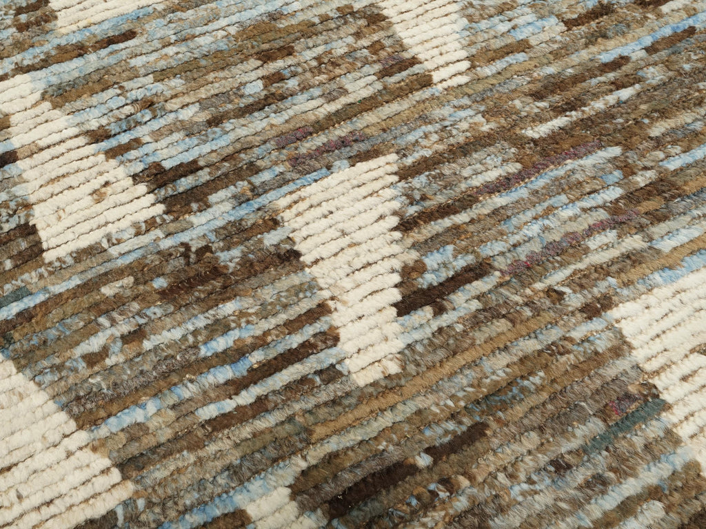 19 Ft Hand Knotted Moroccan Rug - Light Blue Hallway Runner
