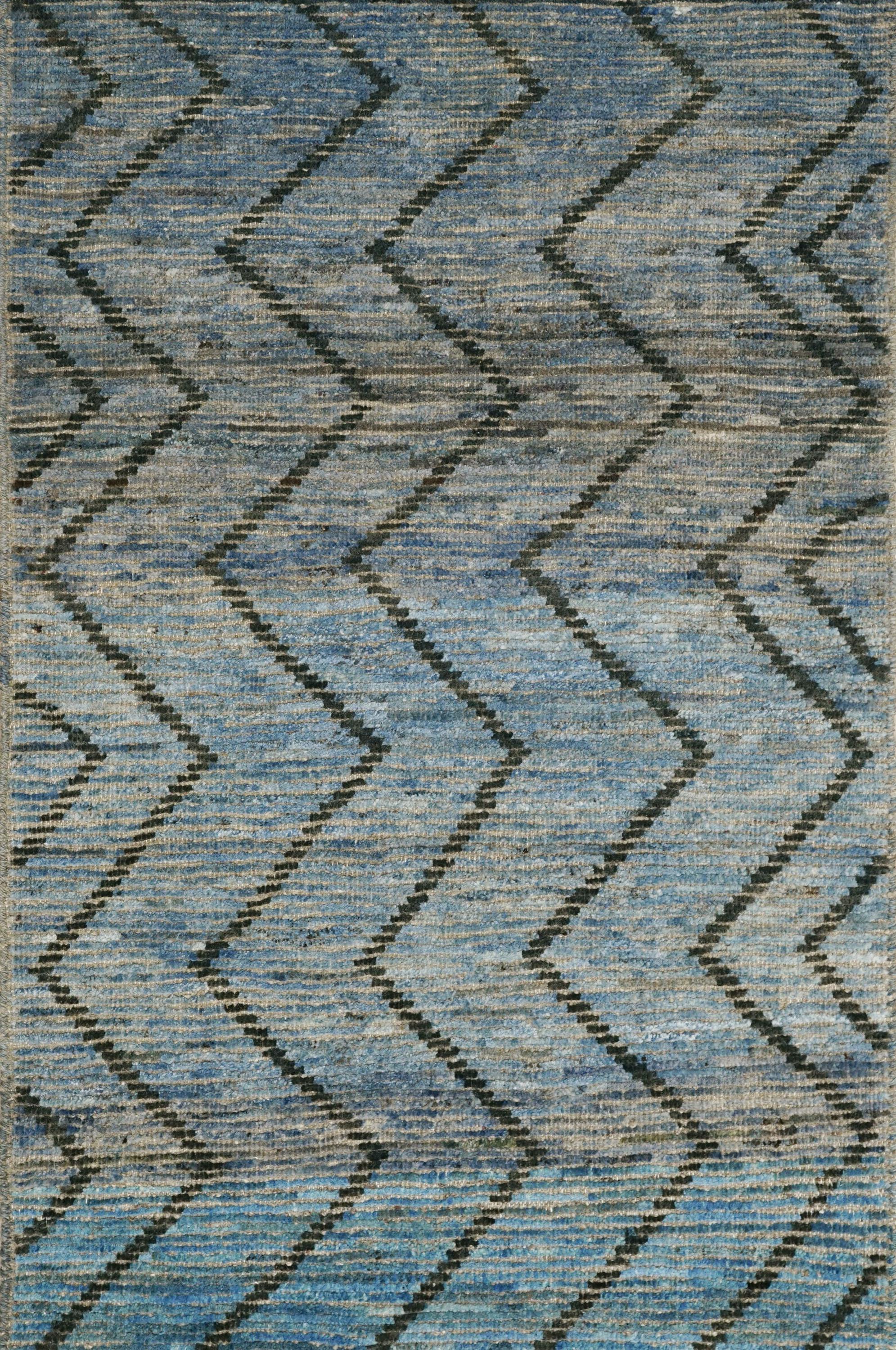 3x5 Ft Blue Moroccan Rug - Hand Knotted Area Rug