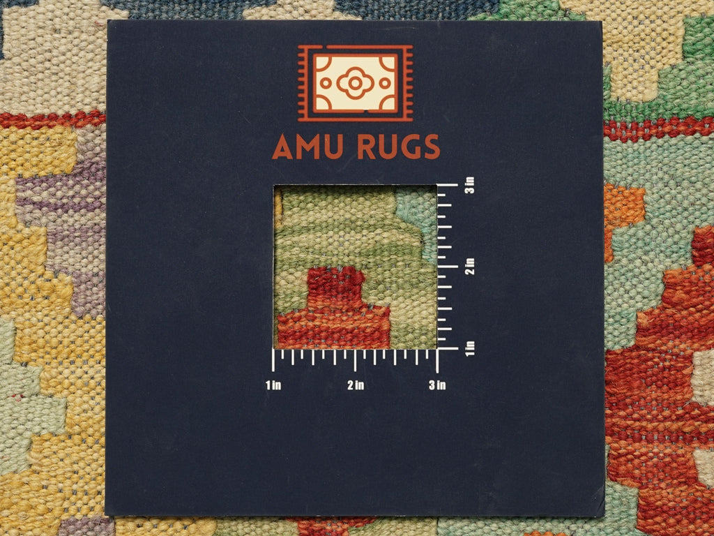 10 Ft Colorful Kilim Runner Rug - Traditional Afghan Flat Weave