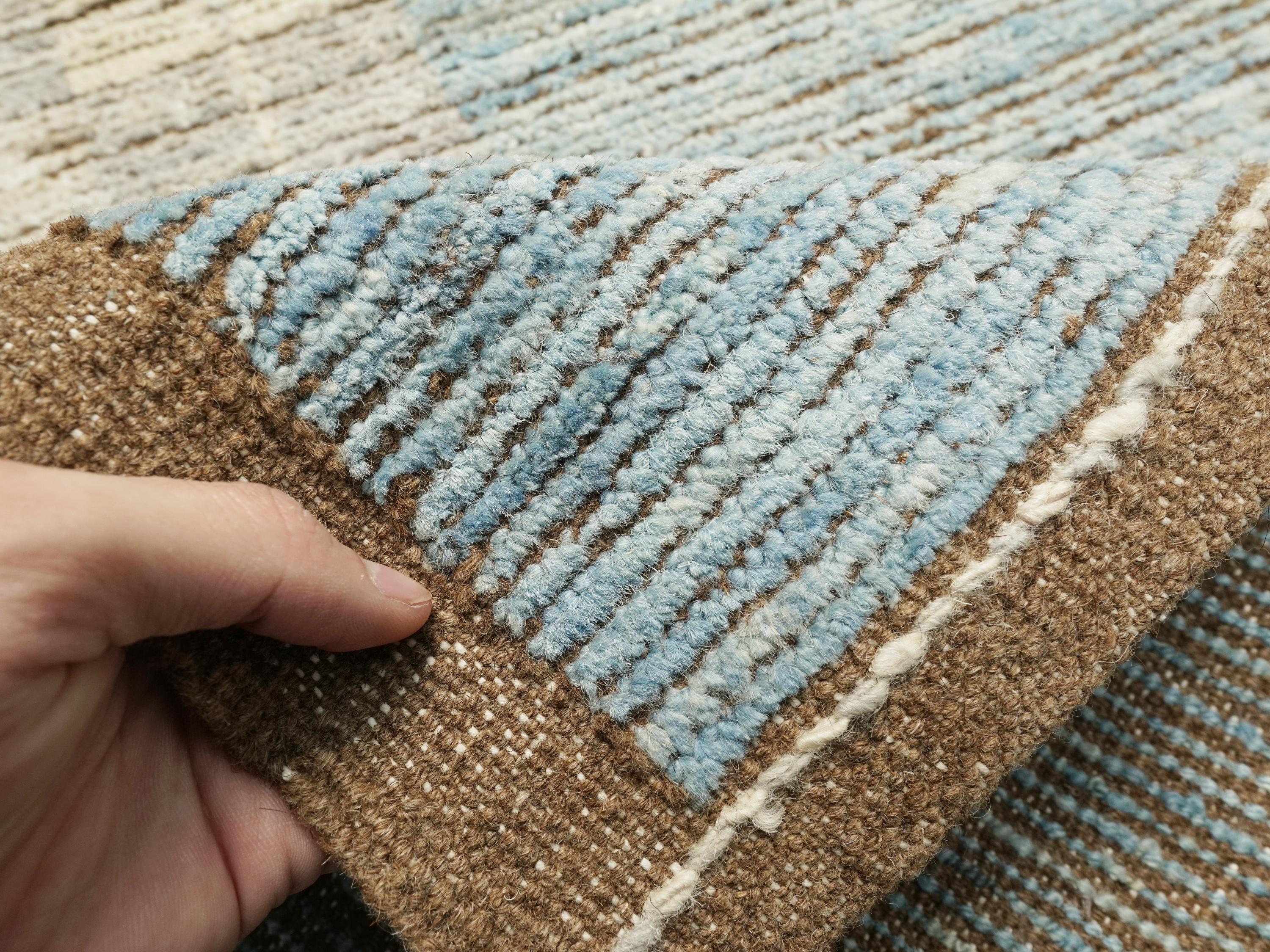 9x12 Ft Blue Moroccan Wool Rug - Hand Knotted Area Rug