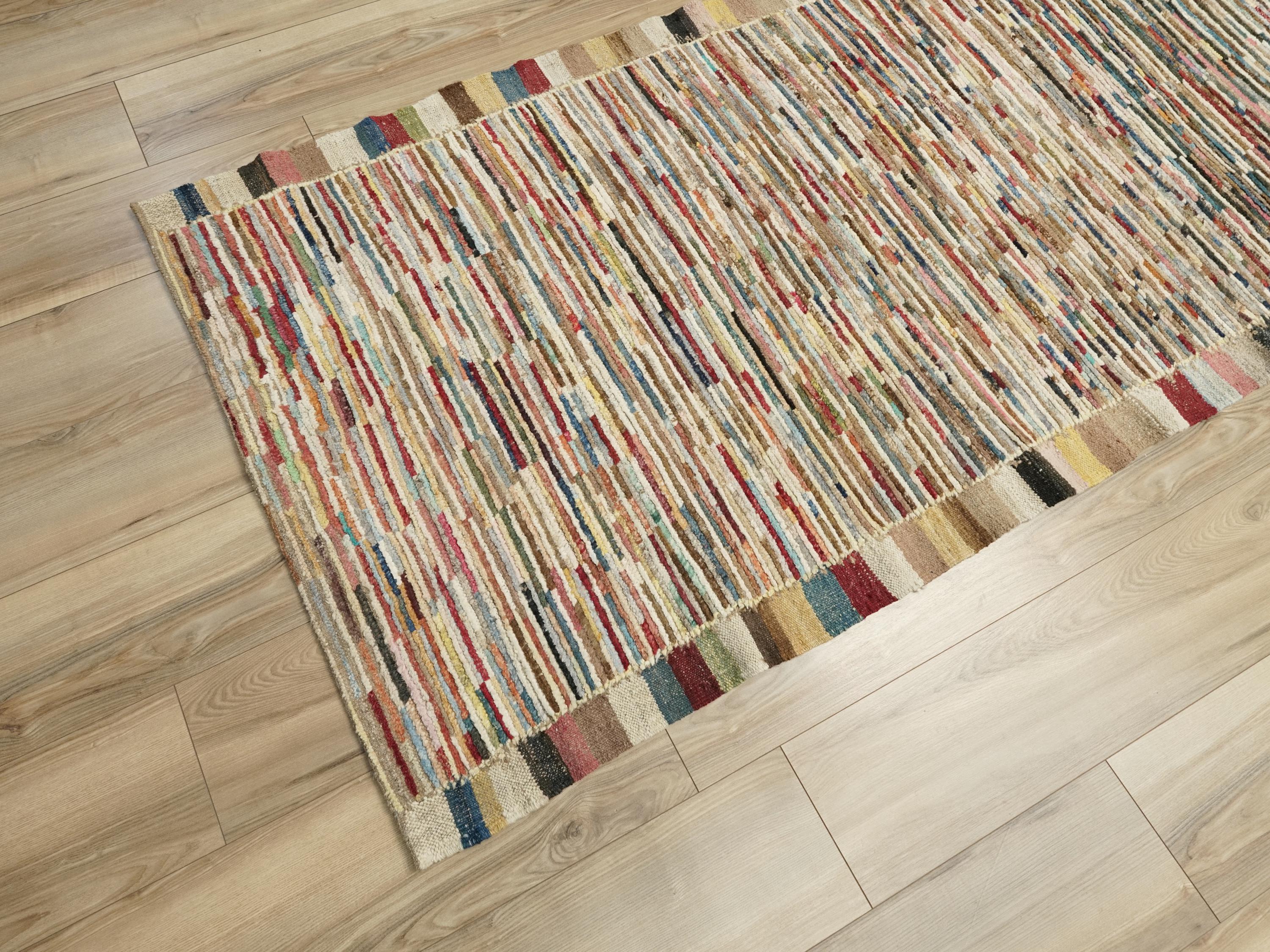 12 Ft Colorful Moroccan Runner Rug - Hand Knotted Wool Runner