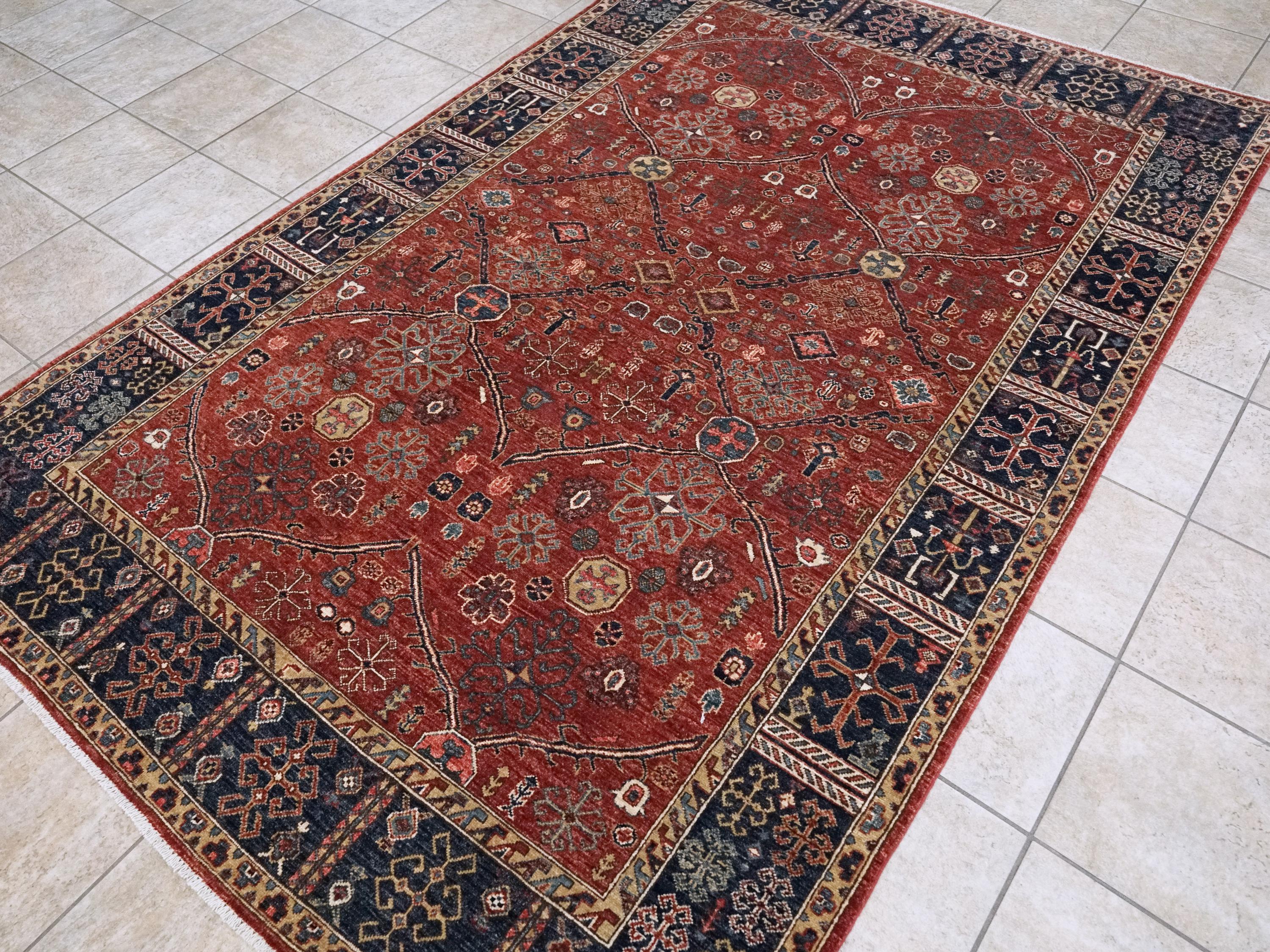 6x9 Ft Red Bidjar Rug - Hand Knotted Afghan Oriental Rug