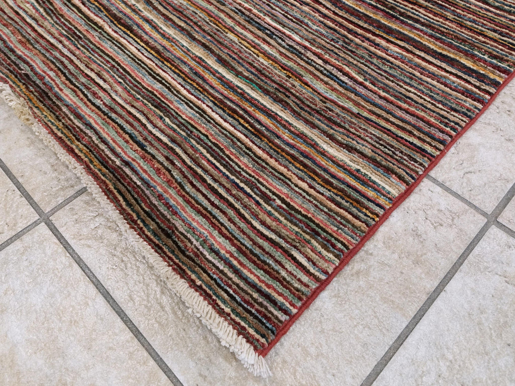 6x9 Ft Multicolor Gabbeh Rug - Afghan Wool Area Rug - Plain Design
