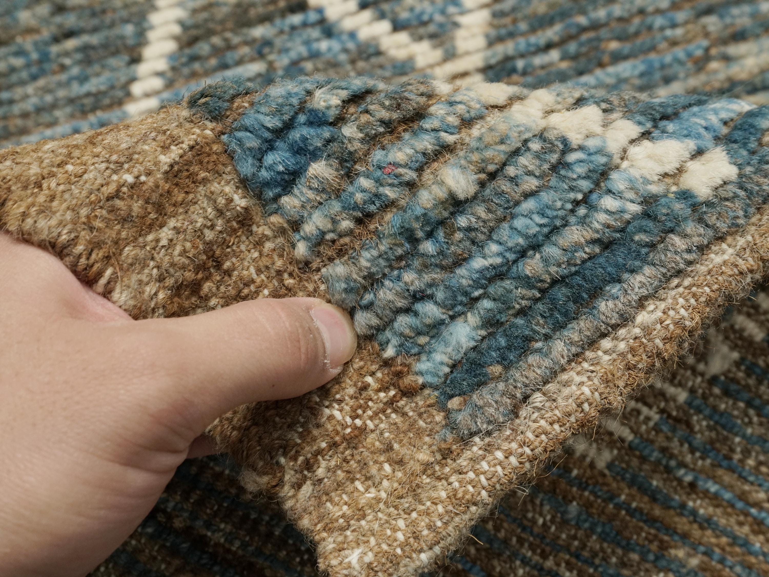 7x7 Ft Blue Moroccan Rug - Afghan Hand Knotted Square Rug