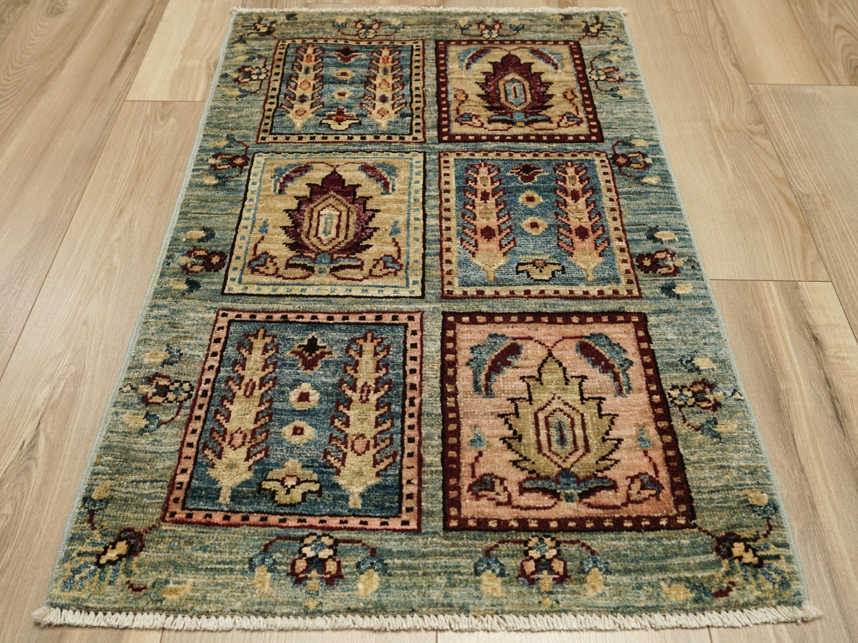 2x3 Ft Blue Heriz Rug - Handmade Afghan Rug - Garden Design
