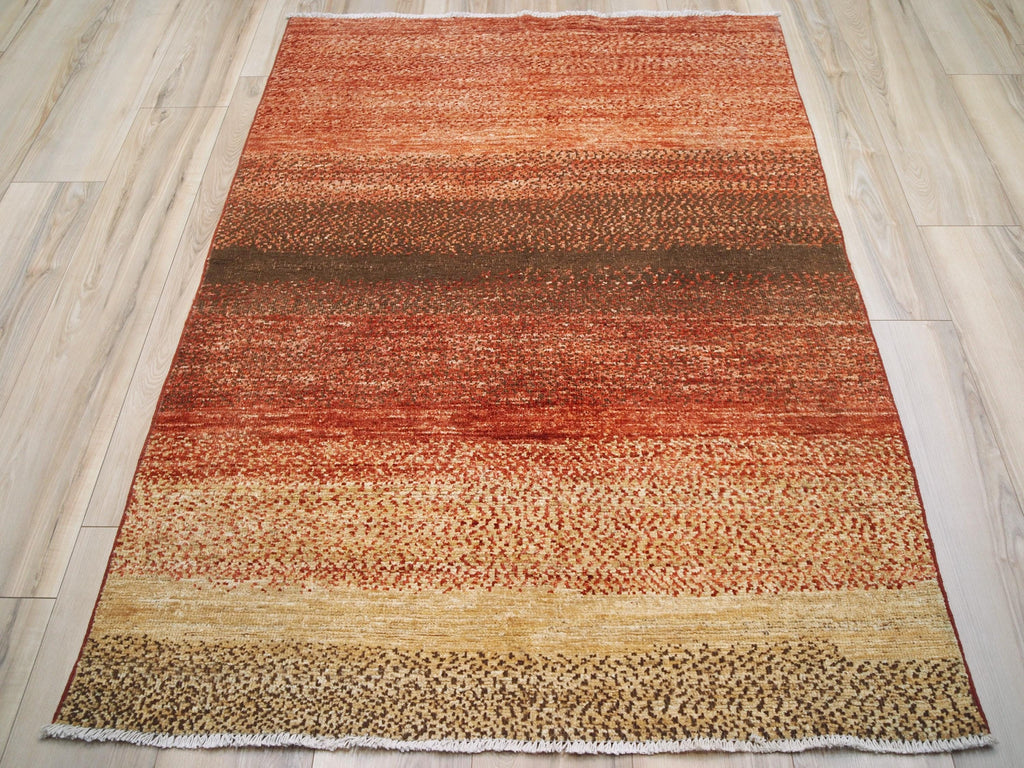 4x6 Ft Orange Gabbeh Rug - Hand Knotted Wool Rug