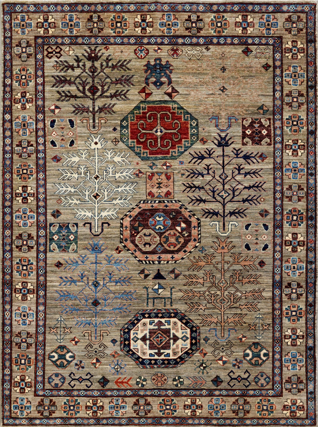 5x7 Ft Brown Heriz Rug - Hand Knotted Oriental Wool Rug