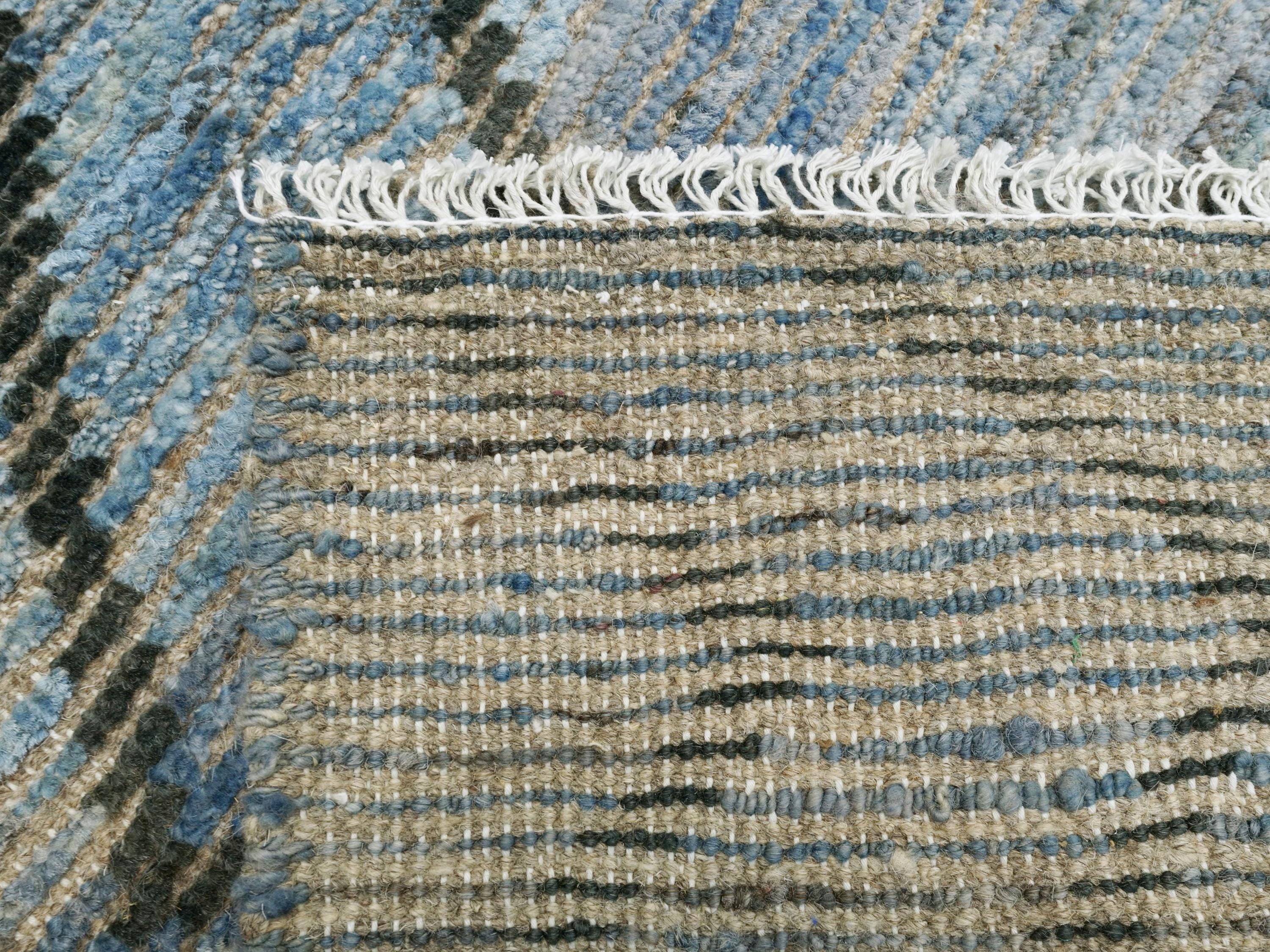 3x5 Ft Blue Moroccan Rug - Hand Knotted Area Rug