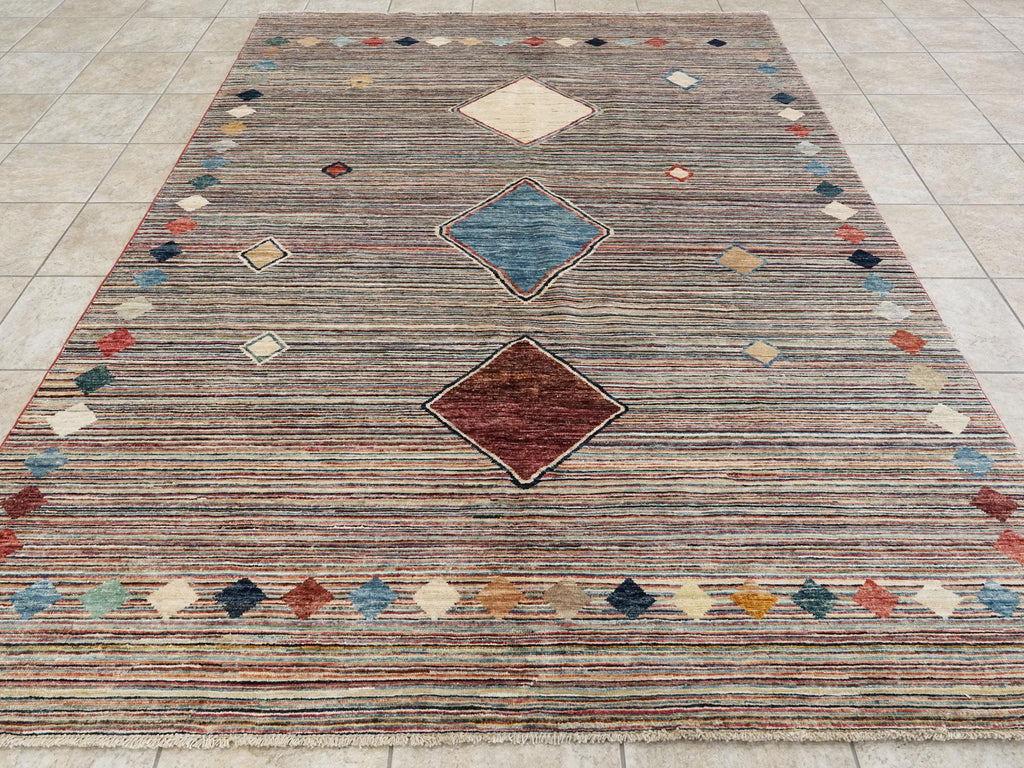 7x10 Ft Hand Knotted Gabbeh Rug - Colorful Area Rug