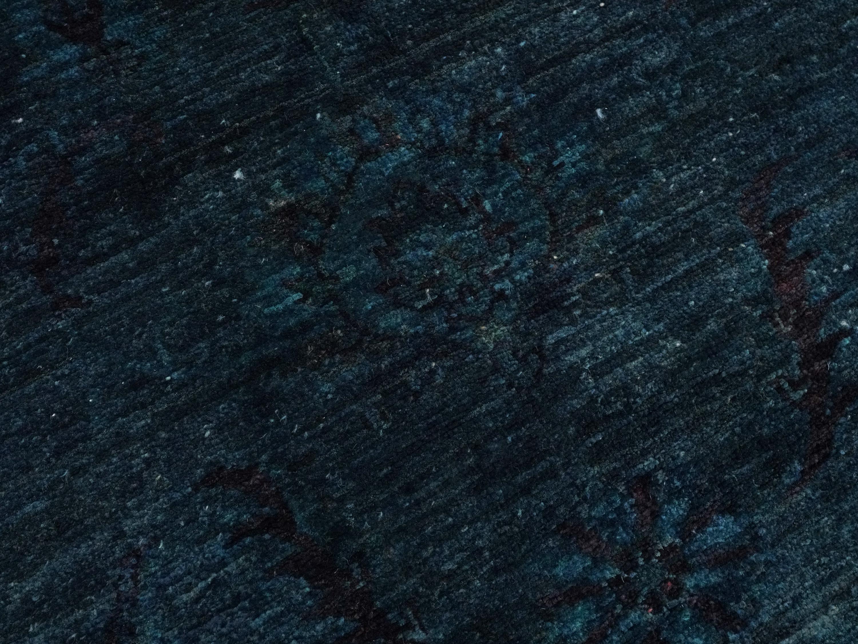 6x8 Ft Dark Blue Serapi Rug - Handmade Afghan Wool Area Rug - Over Dyed