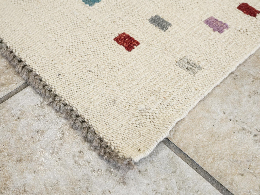 7x10 Ft Beige Kilim Rug - Flat Weave Contemporary Design