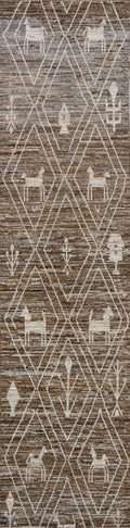 5x19 Ft Afghan Wool Rug - Hand Knotted Brown Moroccan Runner Rug