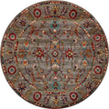 5x5 Ft Gray Serapi Rug - Round Floral Rug -  Persian Design